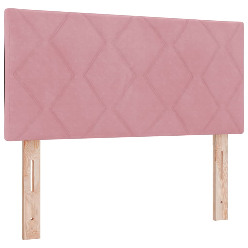 LED Headboard with LED Strip Lights Geometric Pink 90 cm Velvet